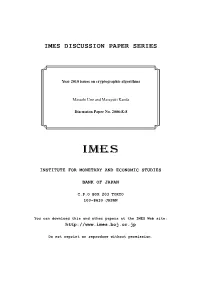 Year 2010 Issues on Cryptographic Algorithms