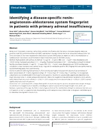 Angiotensin–Aldosterone System Fingerprint in Patients with Primary