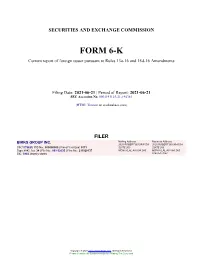 BIRKS GROUP INC. Form 6-K Current Event Report Filed 2021-06-21