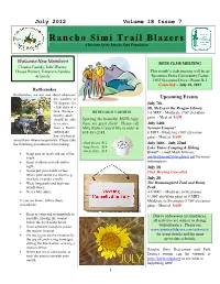 July 2012 Volume 18 Issue 7 Rancho Simi Trail Blazers a Division of the Rancho Simi Foundation