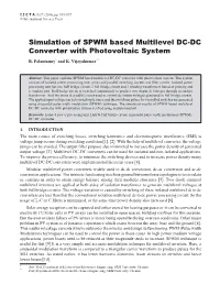 Simulation of SPWM Based Multilevel DC-DC Converter with Photovoltaic System R