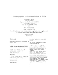 A Bibliography of Publications of Cleve B. Moler