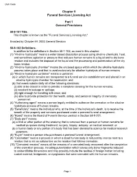 Chapter 9 Funeral Services Licensing Act Part 1 General Provisions