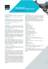 Data Analysis and Pattern Classification MASTER of SCIENCE