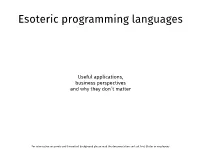 Esoteric Programming Languages