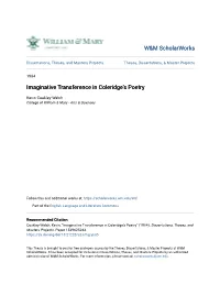 Imaginative Transference in Coleridge's Poetry