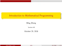 Introduction to Mathematical Programming