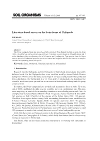 Literature-Based Survey on the Swiss Fauna of Chilopoda
