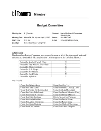 Minutes Budget Committee