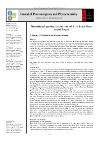 Nutritional Quality Evaluation of Rice Bean Flour Based Papad