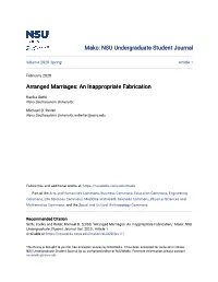 Arranged Marriages: an Inappropriate Fabrication