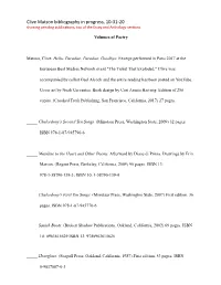 Clive Matson Bibliography in Progress, 10-31-20 Showing Pending Publica�Ons, Top of the Essay and Anthology Sec�Ons