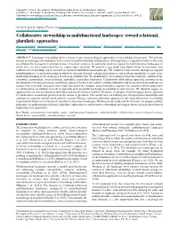Collaborative Stewardship in Multifunctional Landscapes: Toward Relational, Pluralistic Approaches