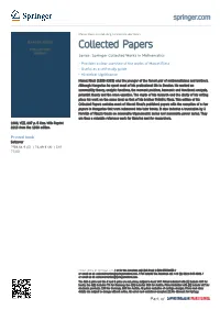 Collected Papers Series: Springer Collected Works in Mathematics