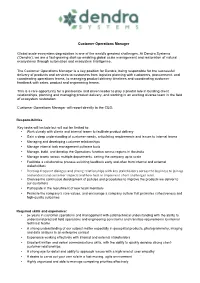 Customer Operations Manager