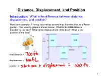 Distance, Displacement, and Position