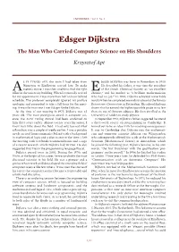Edsger Dijkstra: the Man Who Carried Computer Science on His Shoulders