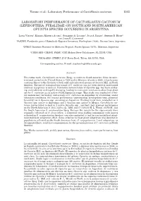 Laboratory Performance of Cactoblastis Cactorum 1163