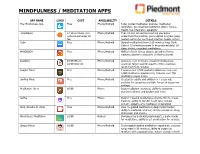 Mindfulness / Meditation Apps