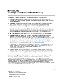 [MS-OXGLOS]: Exchange Server Protocols Master Glossary