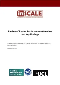 Review of Pay for Performance - Overview and Key Findings