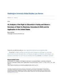 An Analysis of the Right to Education in Hurley and Moore V. Secretary of State for Business, Innovation & Skills and Its Application in the United States