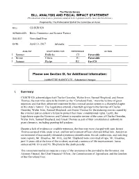 BILL ANALYSIS and FISCAL IMPACT STATEMENT Please See Section IX. for Additional Information