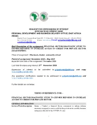 Inform Reforms to Increase Access to Credit for Private Sector (Lead Expert)