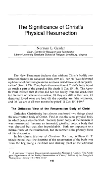 The Significance of Christ's Physical Resurrection