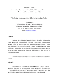 The Spatial Governance of the Lisbon's Metropolitan Region
