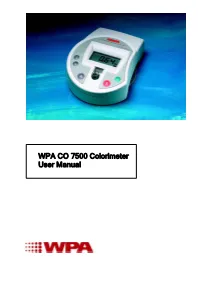 WPA CO 7500 Colorimeter User Manual