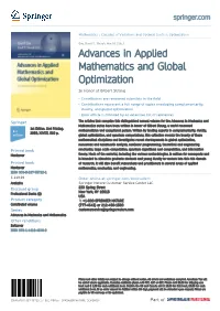 Advances in Applied Mathematics and Global Optimization in Honor of Gilbert Strang