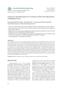 Design of a Reed Bed System for Treatment of Domestic Wastewater Using Native Plants