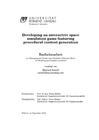 Developing an Interactive Space Simulation Game Featuring Procedural Content Generation