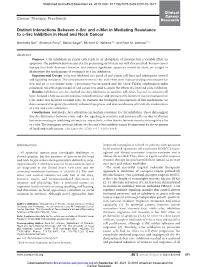Distinct Interactions Between C-Src and C-Met in Mediating Resistance to C-Src Inhibition in Head and Neck Cancer