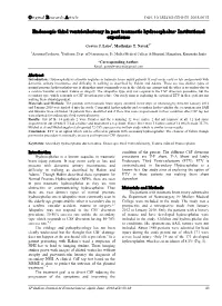 Endoscopic Third Ventriculostomy in Post Traumatic Hydrocephalus- Institutional Experience