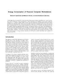 Energy Consumption of Personal Computer Workstations