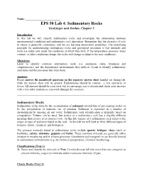 EPS 50 Lab 4: Sedimentary Rocks Grotzinger and Jordan, Chapter 5