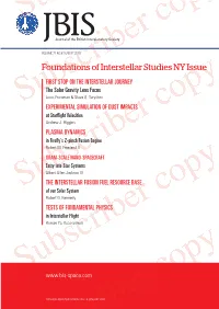 Foundations of Interstellar Studies NY Issue