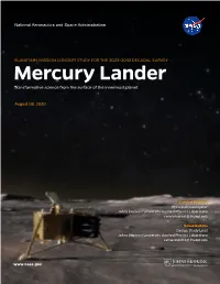 Mercury Lander Mission Concept Study