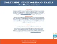 NORTHSIDE NEIGHBORHOOD TRAILS Info and Printing Instructions