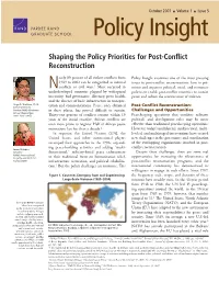 Shaping the Policy Priorities for Post-Conflict Reconstruction