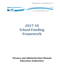 2017-18 School Funding Framework Finance and Administration Manual
