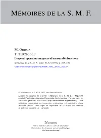 Diagonal Operators on Spaces of Measurable Functions Mémoires De La S