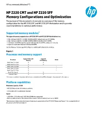 HP Z220 CMT and HP Z220 SFF Memory Configurations And