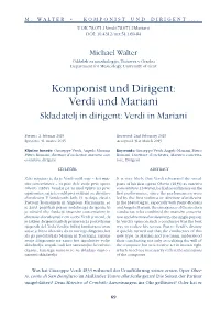 Komponist Und Dirigent: Verdi Und Mariani Skladatelj in Dirigent: Verdi in Mariani