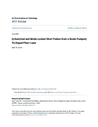 Q-Switched and Mode Locked Short Pulses from a Diode Pumped, Yb-Doped Fiber Laser