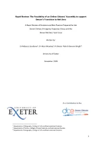 Rapid Review: the Feasibility of an Online Citizens' Assembly to Support Devon's Transition to Net Zero
