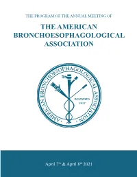 The Program of the Annual Meeting of the American Bronchoesophagological Association