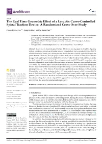 The Real Time Geometric Effect of a Lordotic Curve-Controlled Spinal Traction Device: a Randomized Cross Over Study